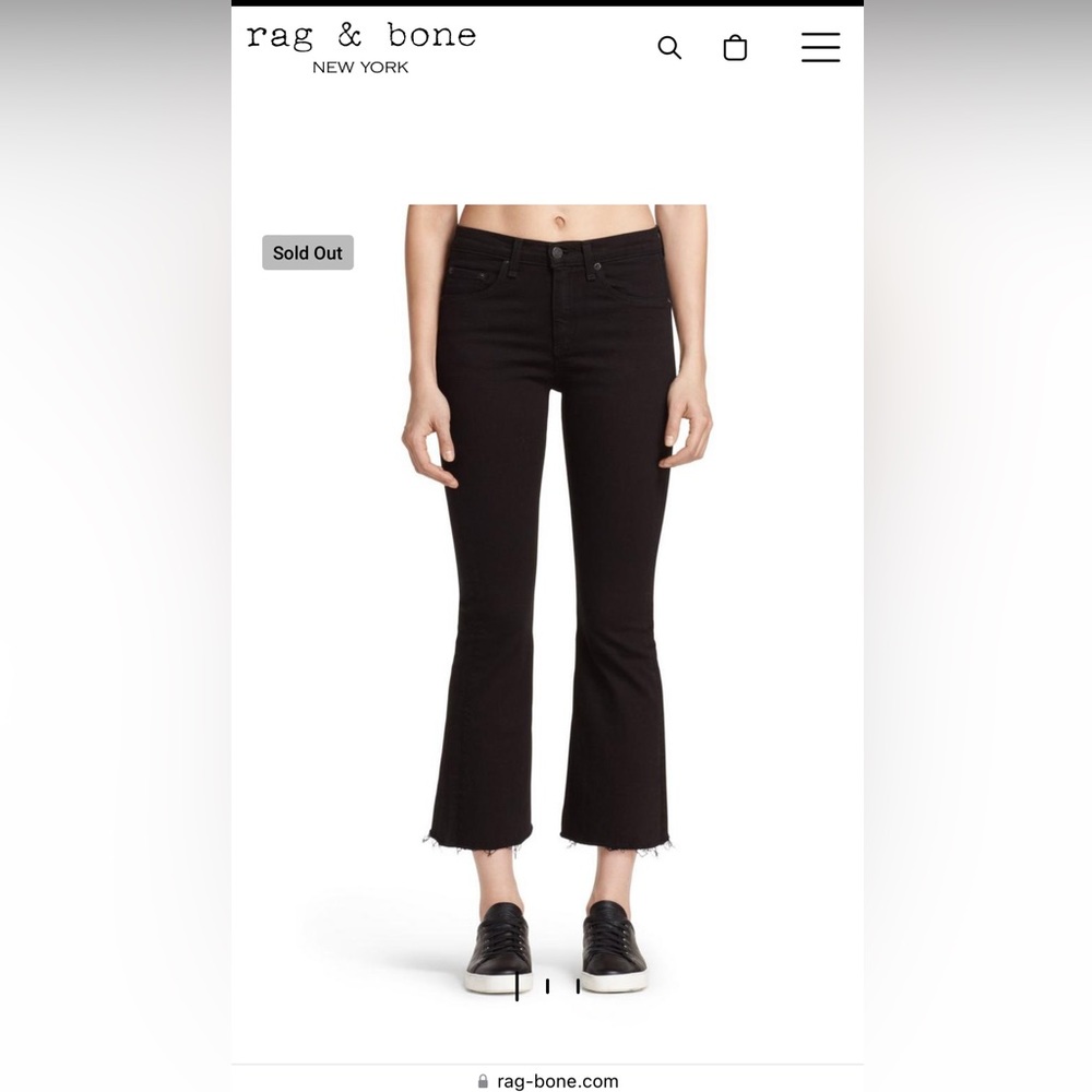 Rag & Bone Crop Flare Black Jeans